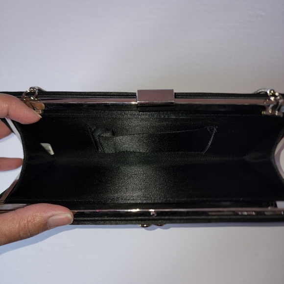 Black Satin Evening Clutch/Bag - Picture 3 of 7